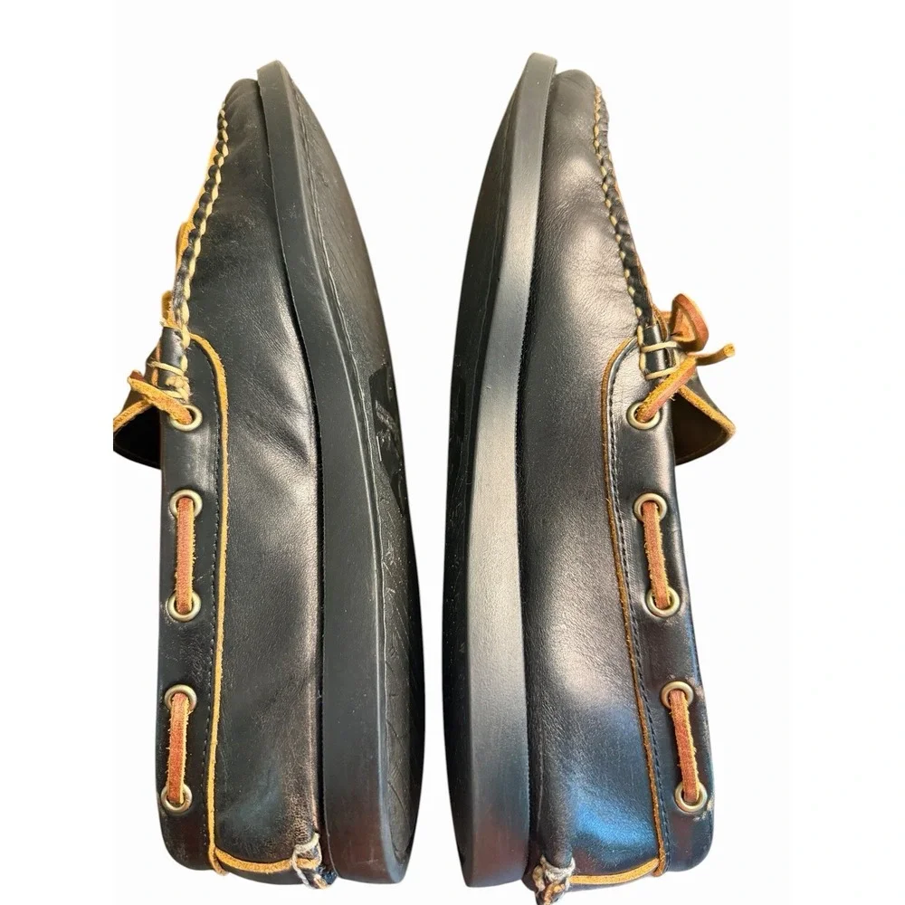 Rancourt Co Gilman Camp Moc 10.5 EE Black Leather Shoes Boat Made In USA Maine